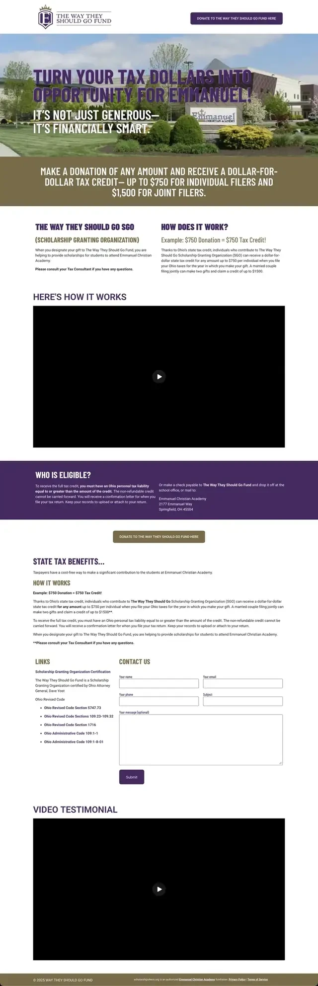 Home page of the The Way They Should Go Fund website